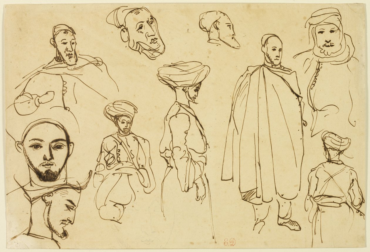 Schizzi di uomini algerini da Eugène Delacroix