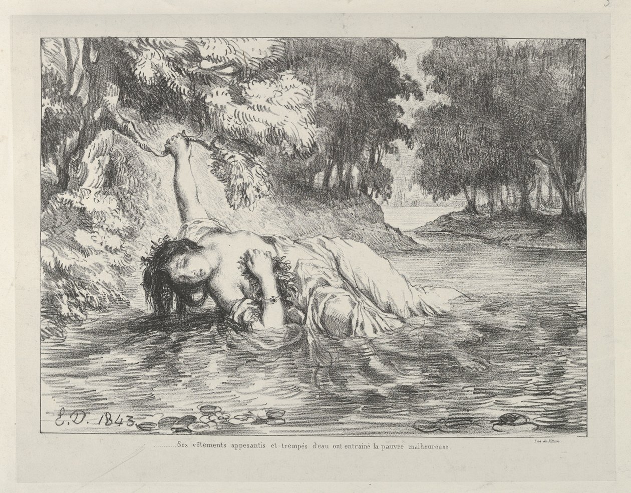 La morte di Ofelia, 1843 da Eugène Delacroix