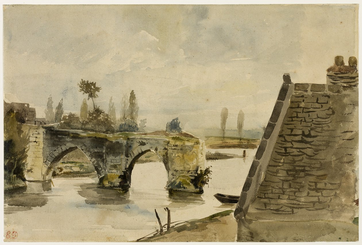Il vecchio ponte a Nantes da Eugène Delacroix