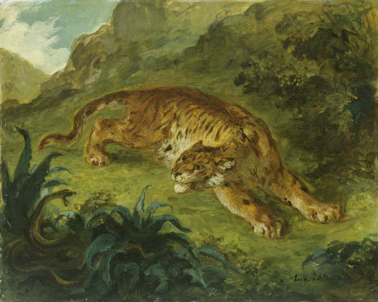 Tigre e serpente, 1854-1858 da Eugène Delacroix