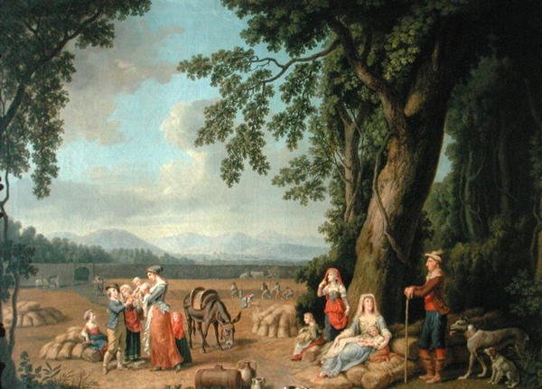 Scena di raccolto, con Ferdinando I, sua moglie Anna di Boemia e Ungheria, e i loro figli da European School