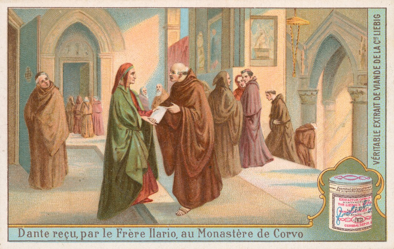 Dante, carta Liebig, inizio XX secolo (cromo) da European School