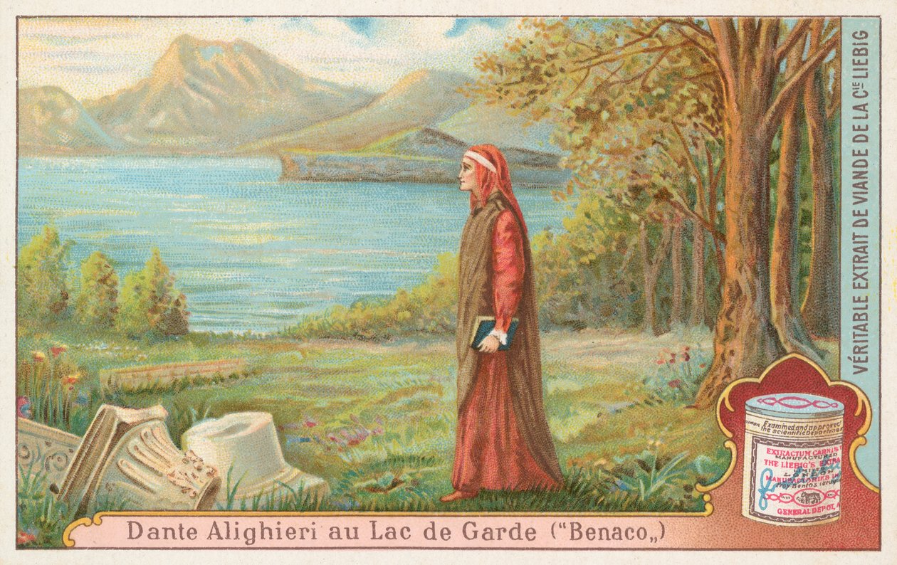 Dante, carta Liebig, inizio XX secolo (cromo) da European School