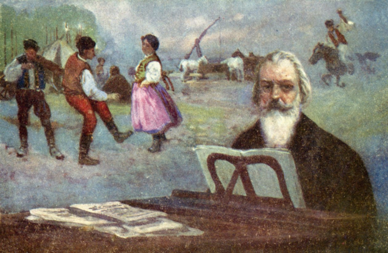 Johannes Brahms: Danze ungheresi (litografia a colori) da European School