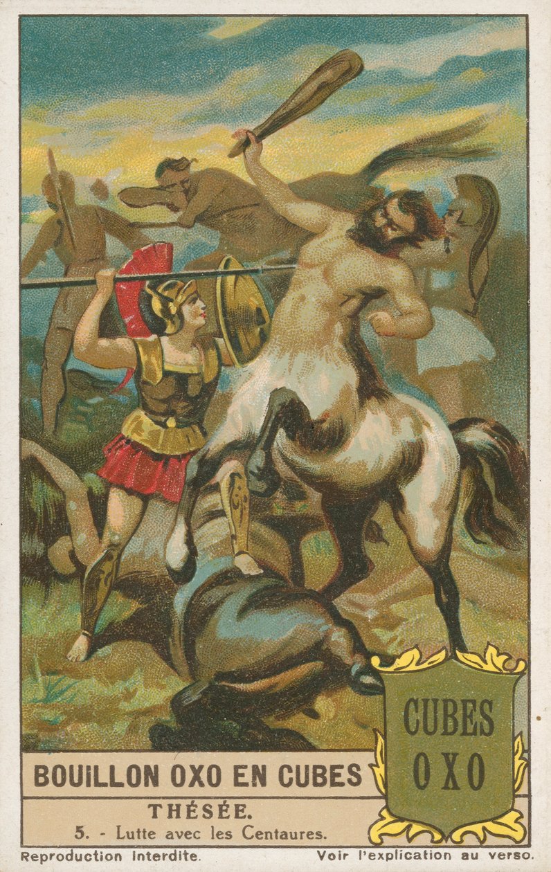 Teseo, carta Liebig, inizio XX secolo (cromo) da European School