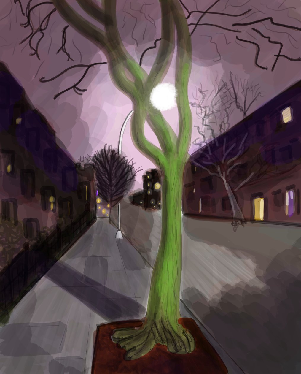 11a strada di notte, Brooklyn (arte digitale) da Evan Sklar