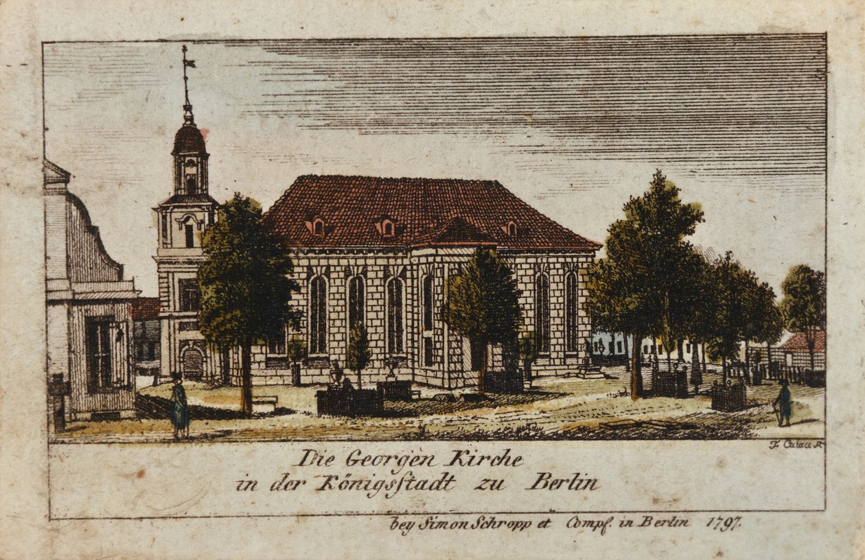 La chiesa di San Giorgio a Konigsstadt, Berlino, 1797 da F.A. Calau