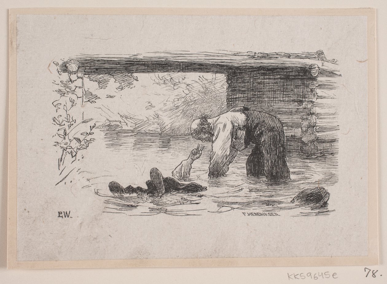 Illustrazione per "Kjærringen mod strømmen" da F. Hendriksen