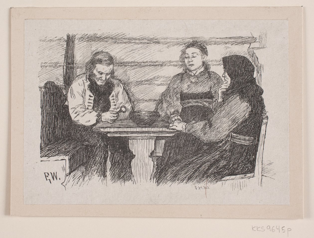 Illustrazione per "Stabursnøgelen i Rokkehovedet" da F. Hendriksen
