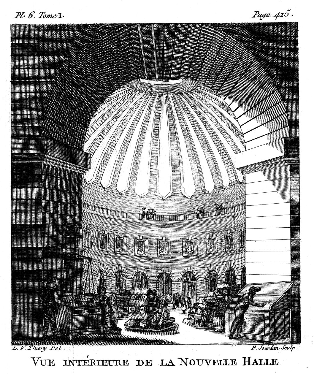 Les Halles, Parigi, 1786 da F. Jourdan