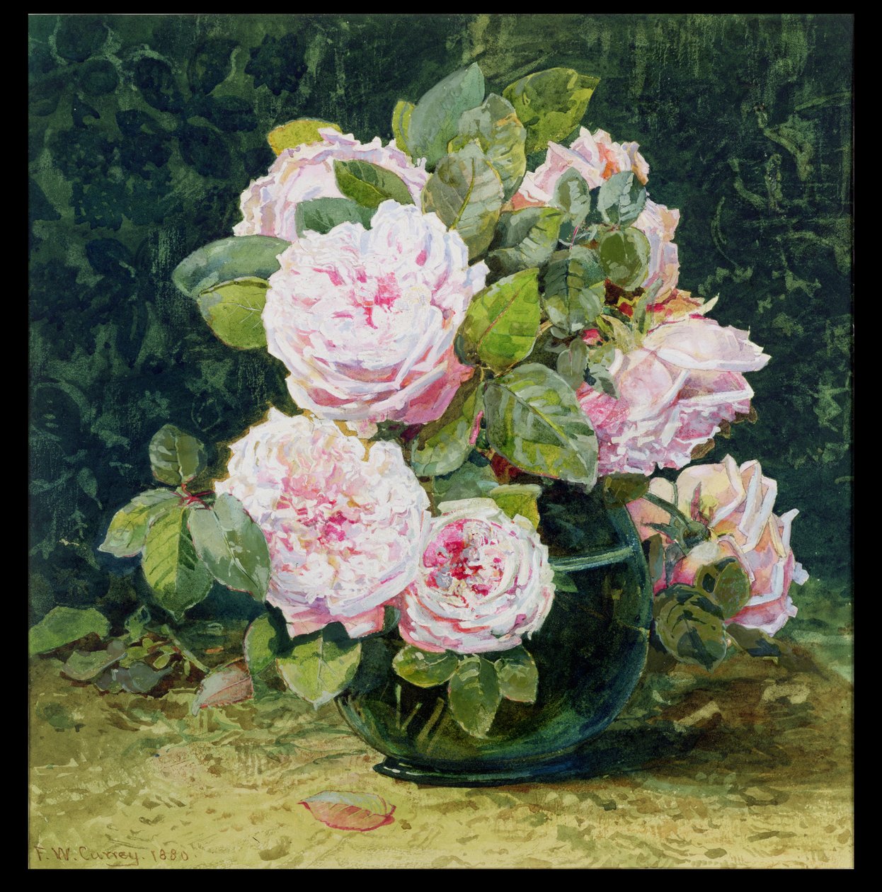 Rose in una Ciotola Verde da Fanny W. Currey