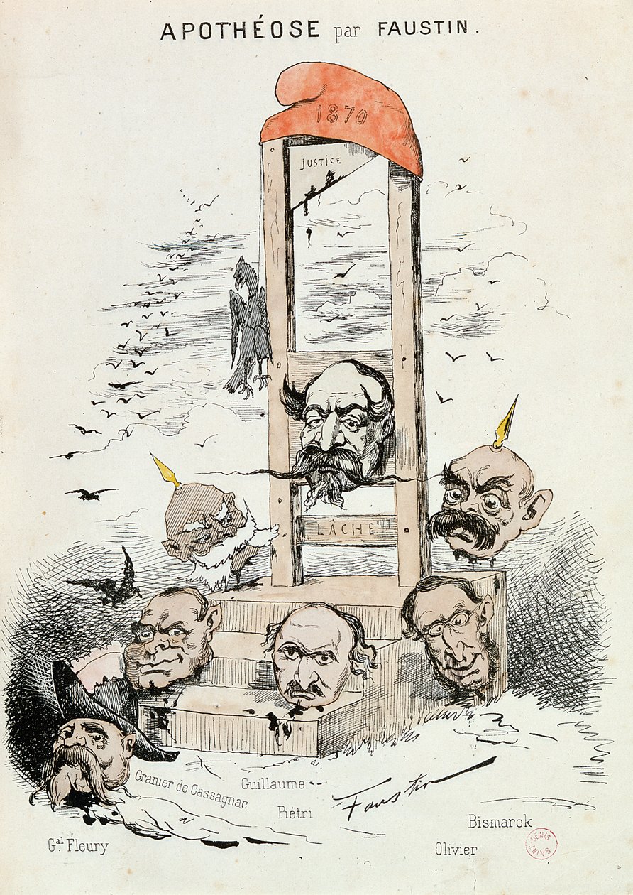 Caricatura di Napoleone III, Otto von Bismarck e Kaiser Guglielmo I da Faustin