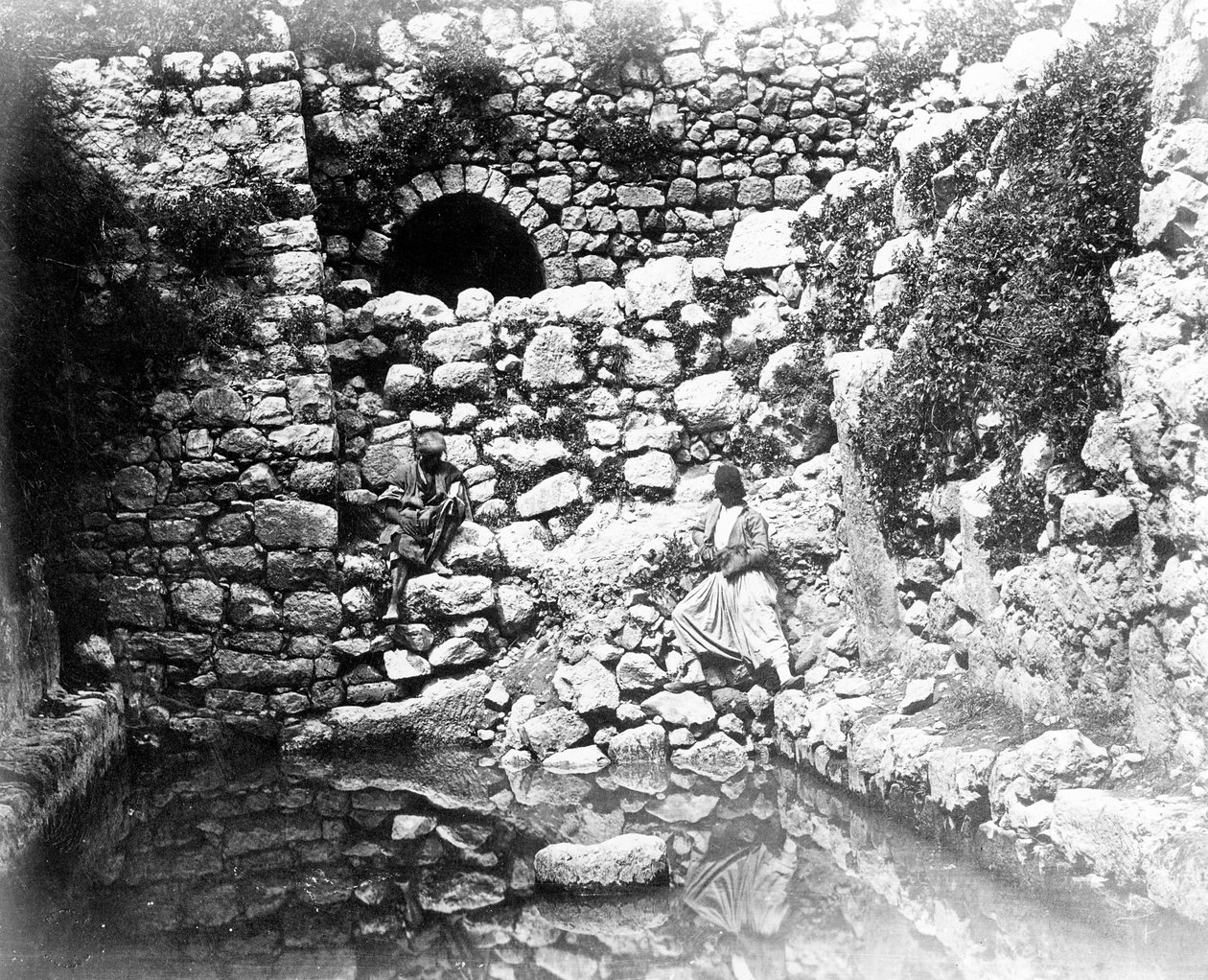 Piscina di Siloam, Gerusalemme, 1857 da Felice Beato