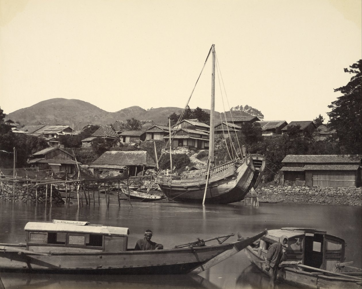 Barche nel fiume, Nagasaki da Felice Beato