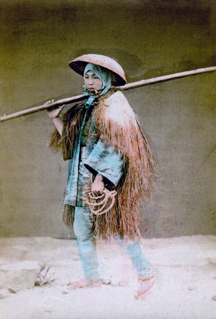 Coolie in abito invernale, Giappone, 1882 da Felice Beato