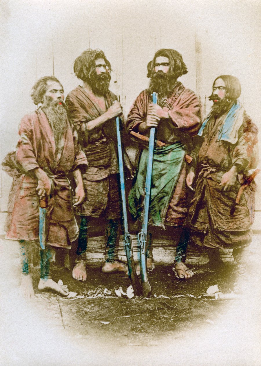 Gruppo di persone Ainu, Giappone, 1882 da Felice Beato