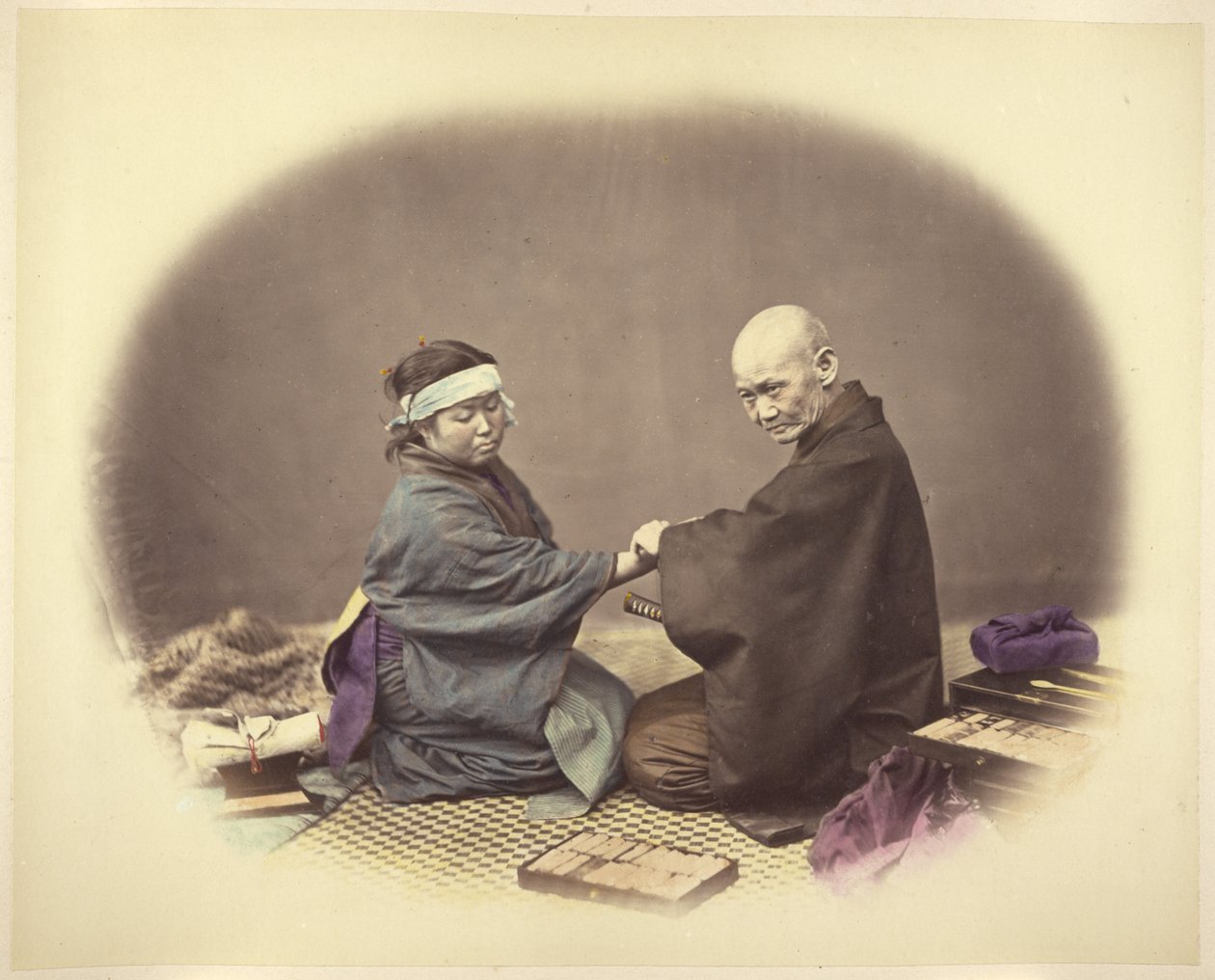 Medico e paziente giapponese da Felice Beato