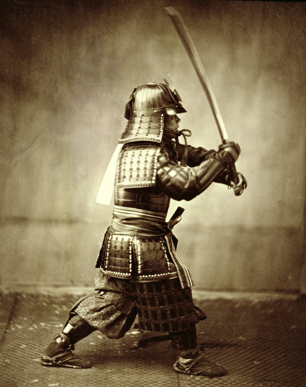Samurai con spada alzata, c1860 da Felice Beato