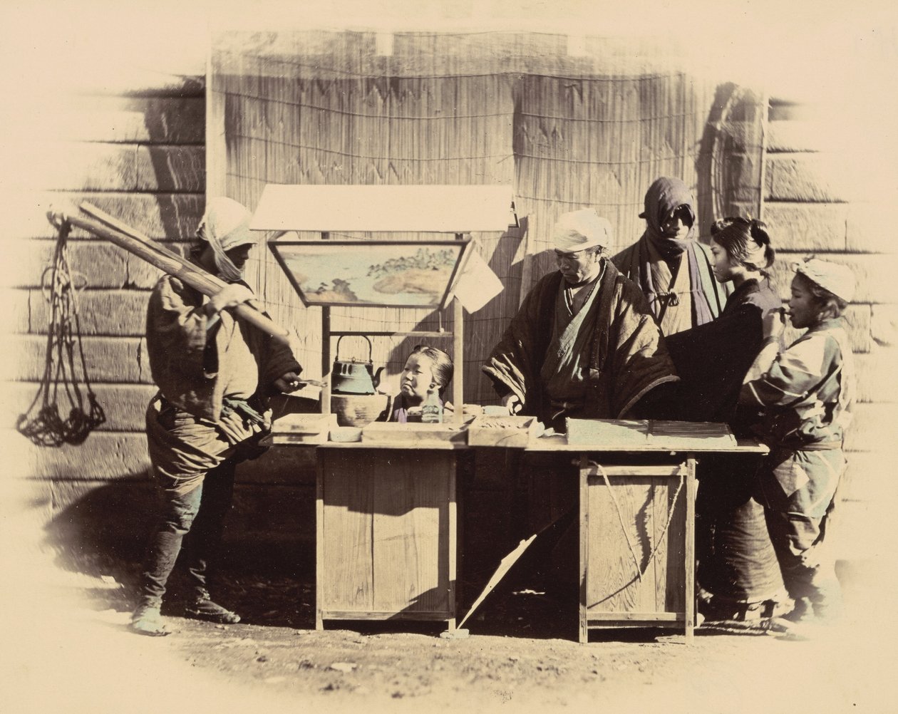 Bancarelle di rinfresco in strada, c. 1865 da Felice Beato