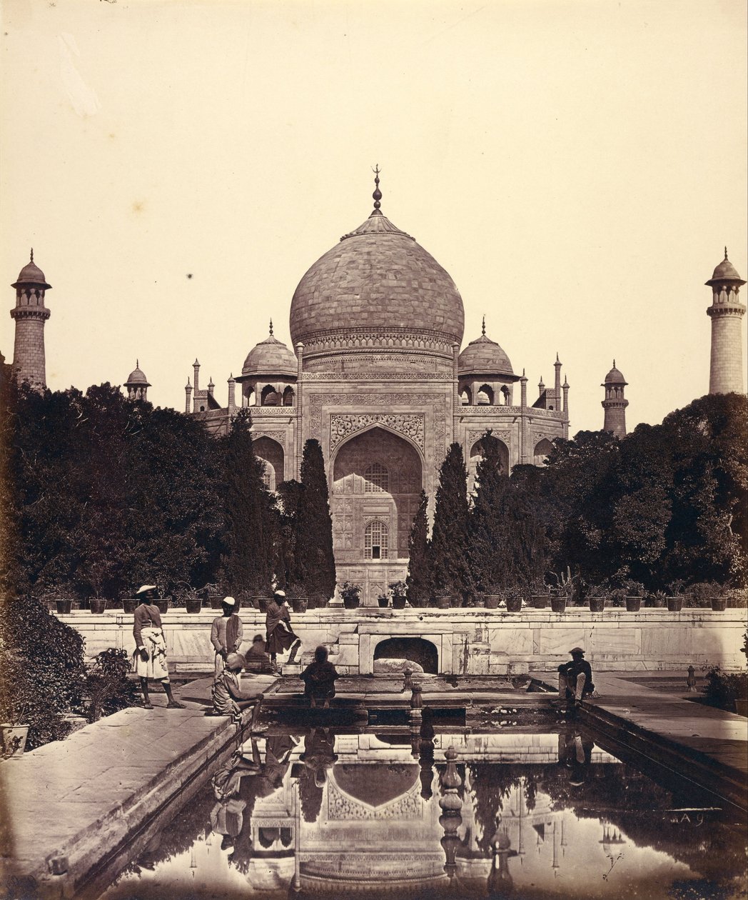 Il Taj Mahal con le fontane da Felice Beato
