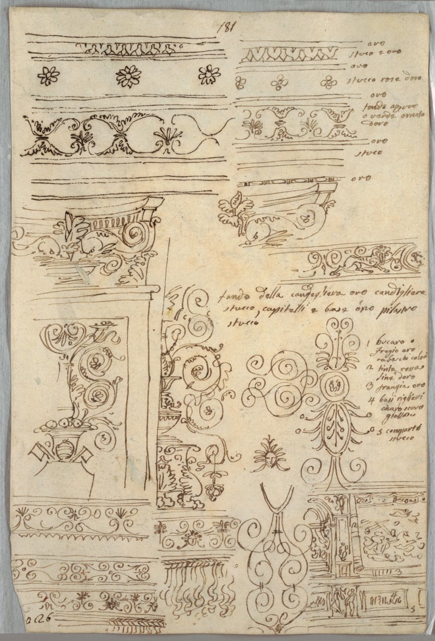 Otto studi di fregi e candelabro da Felice Giani
