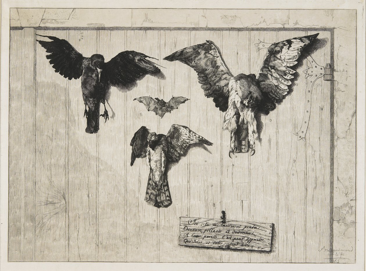 La parte superiore di un pannello di una porta, 1852-1865 da Felix Bracquemond