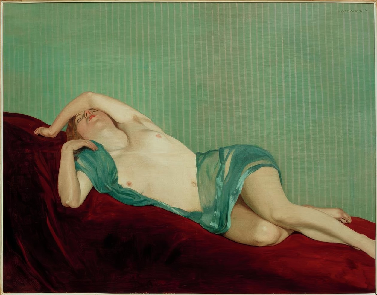 Nudo con sciarpa verde da Felix Edouard Vallotton