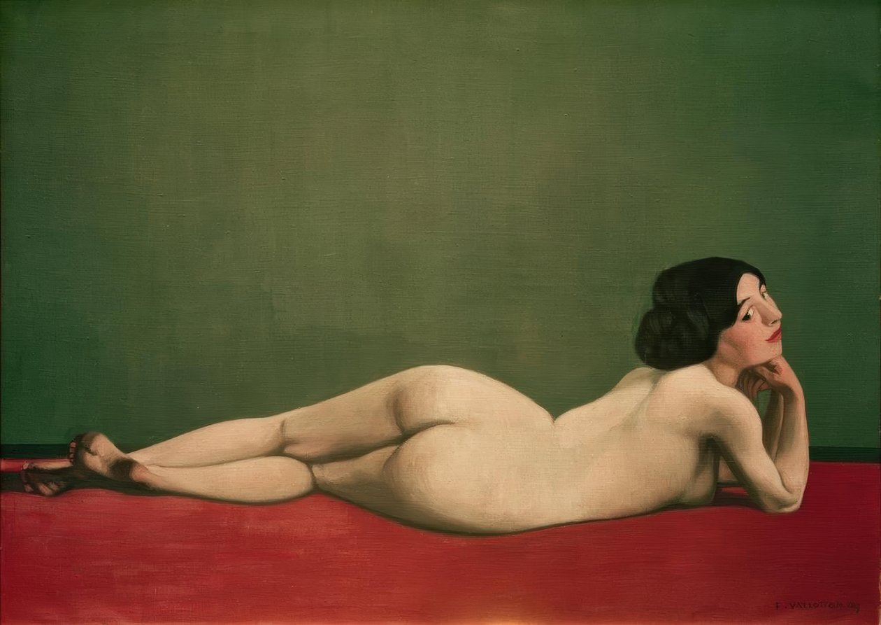 Nudo disteso sul tappeto rosso da Felix Edouard Vallotton