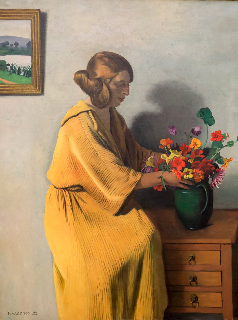 Donna con un mazzo di fiori da Felix Edouard Vallotton