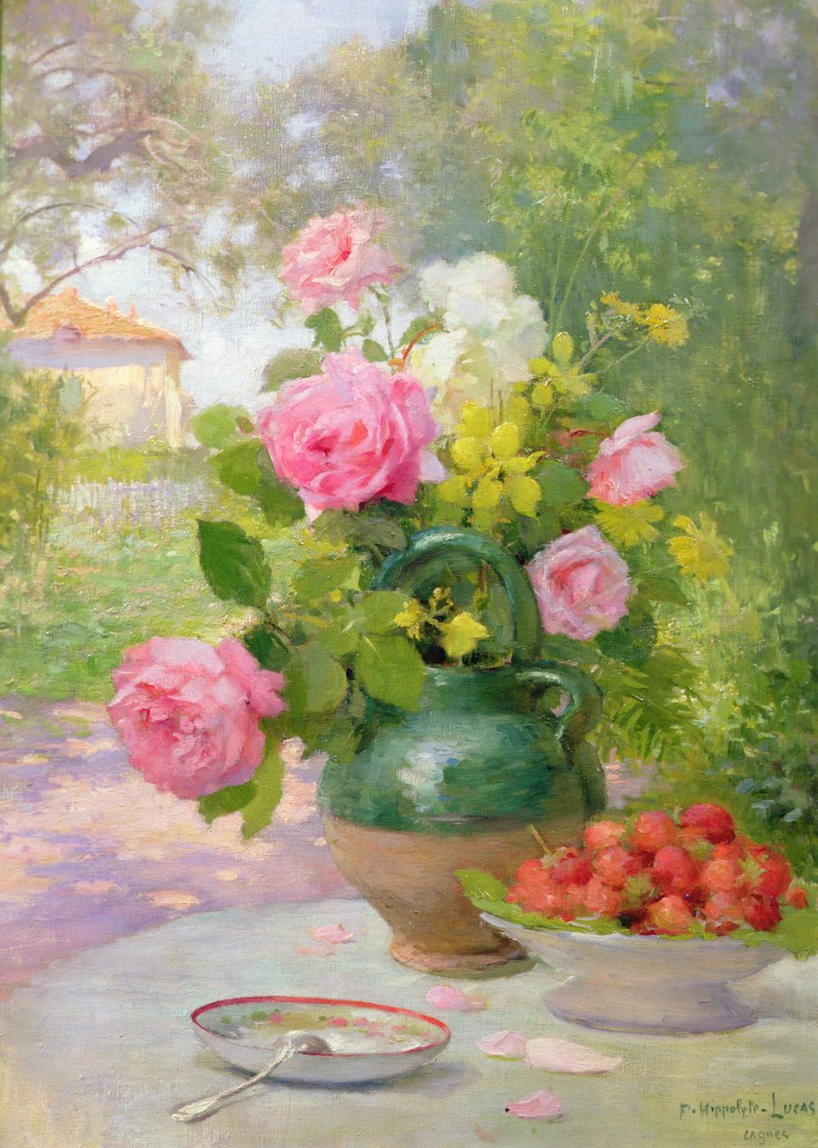 Natura morta di rose e fragole da Felix Hippolyte Lucas