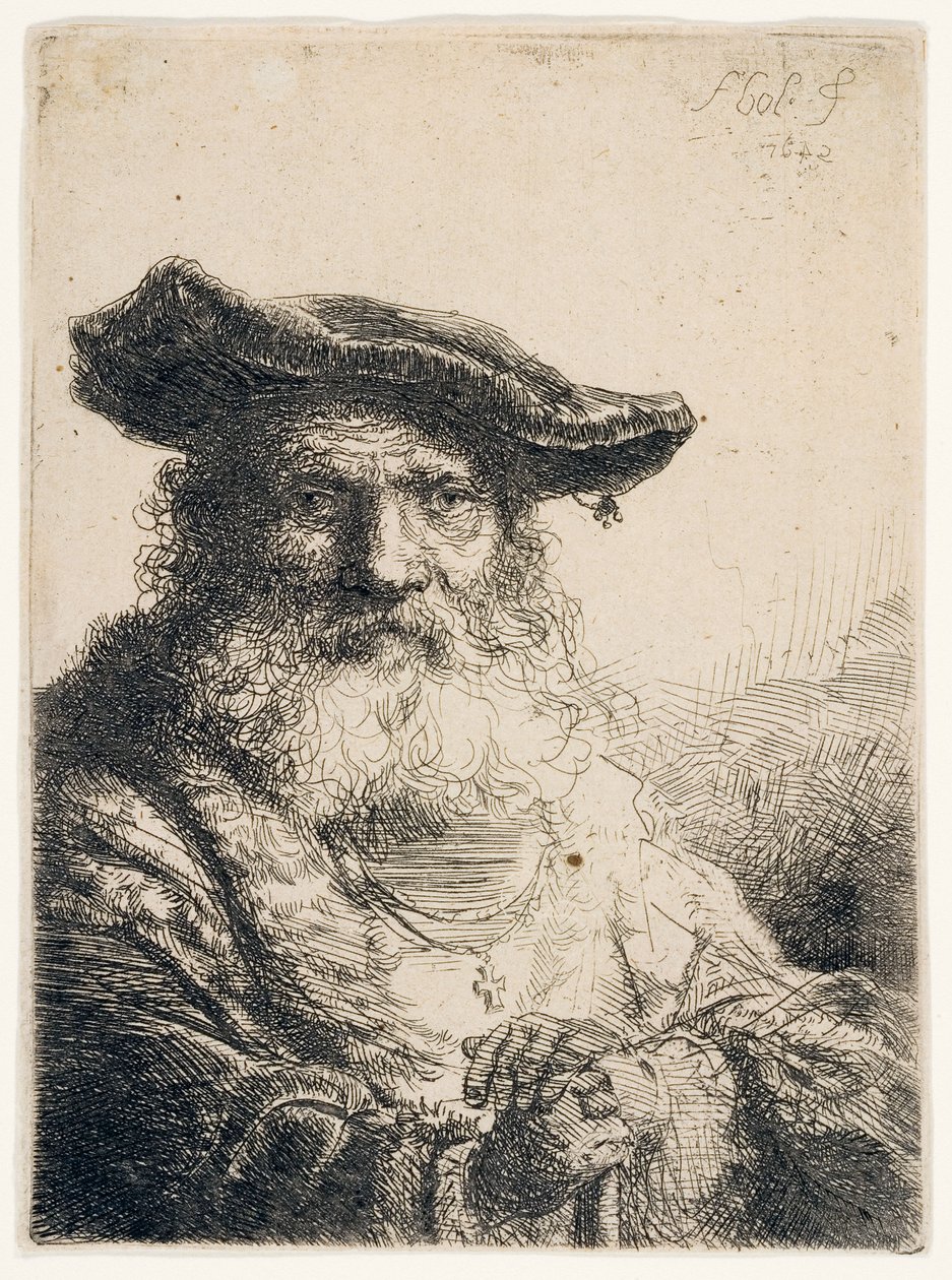 Vecchio con barba fluente, 1642 da Ferdinand Bol