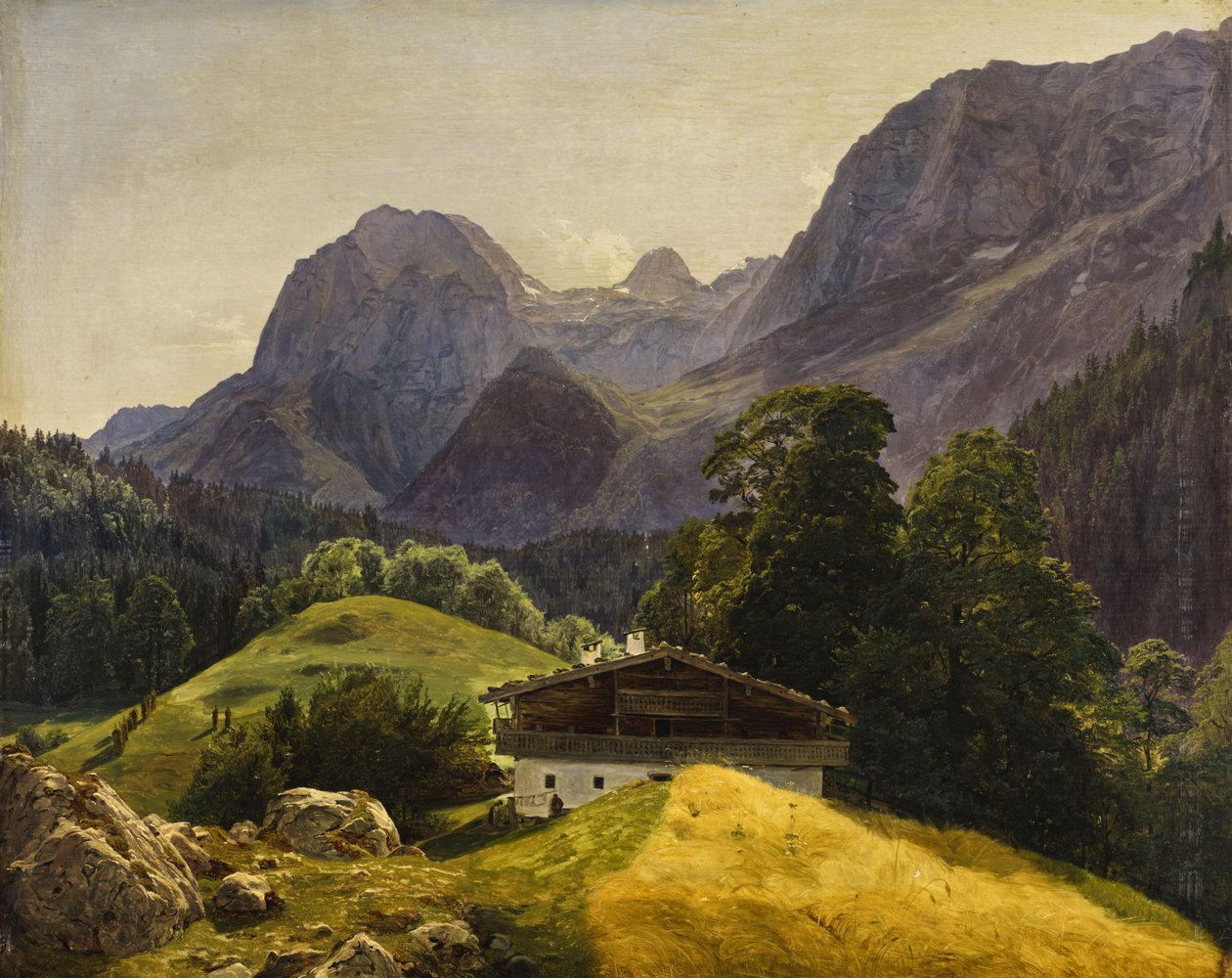 Il Taubensee con lo Steinberg nella Ramsau presso Berchtesgaden, vista verso la Reiteralpe da Ferdinand Georg Waldmuller