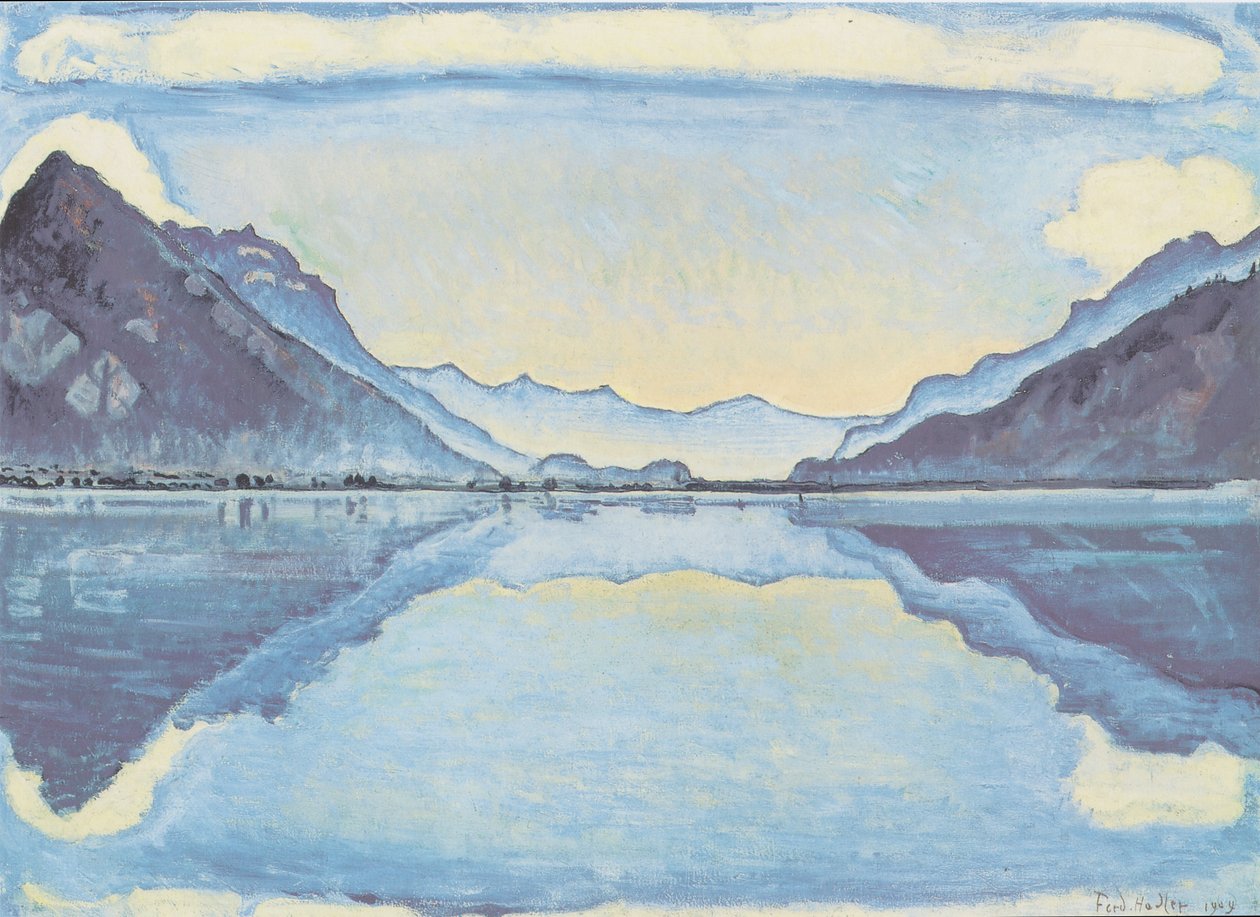 Lago di Thun con riflesso simmetrico da Ferdinand Hodler