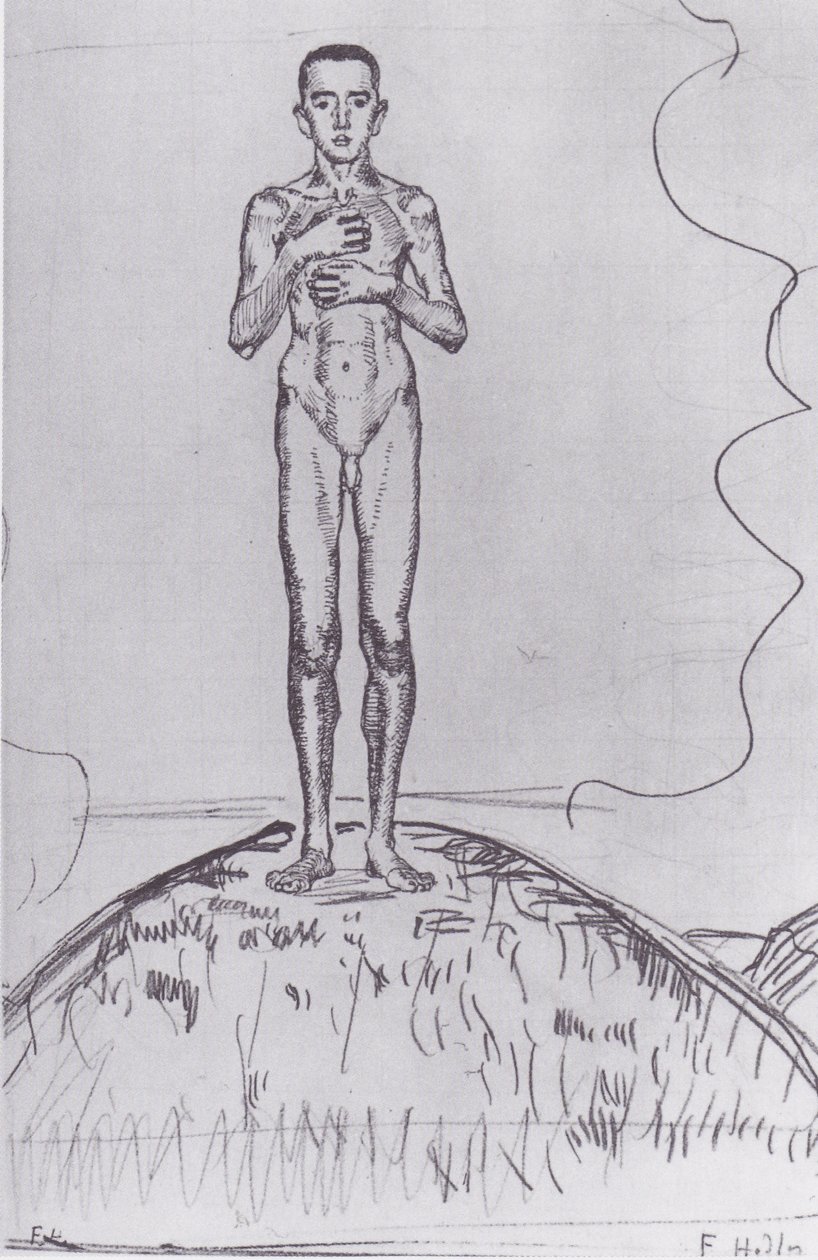 Giovane uomo in piedi su una collina da Ferdinand Hodler
