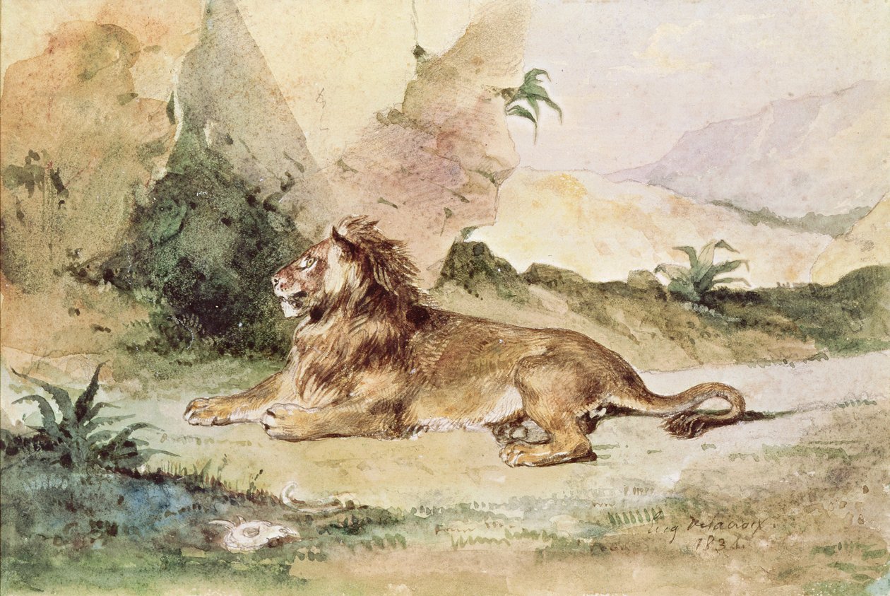 Un leone nel deserto, 1834 da Ferdinand Victor Eugene Delacroix