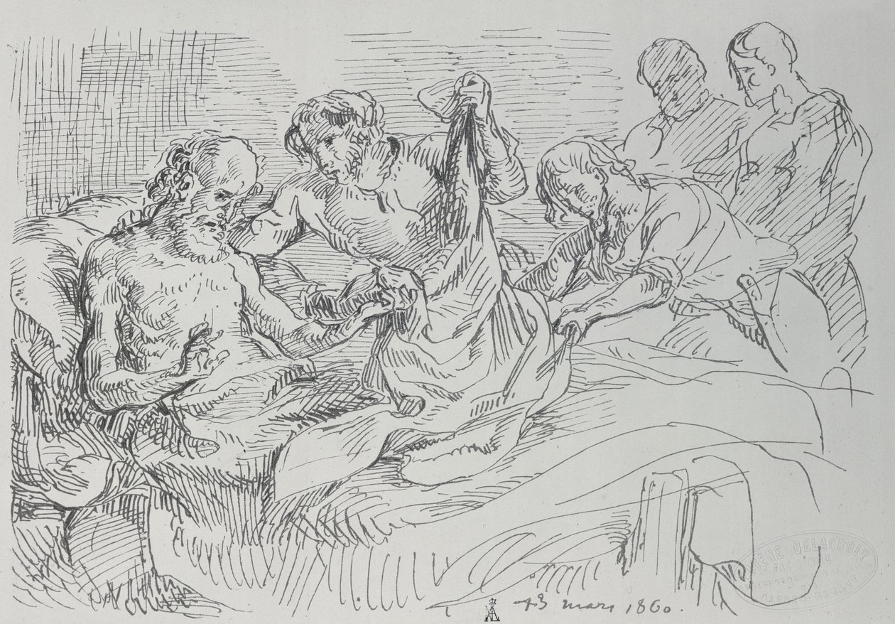 Un uomo anziano a letto da Ferdinand Victor Eugene Delacroix