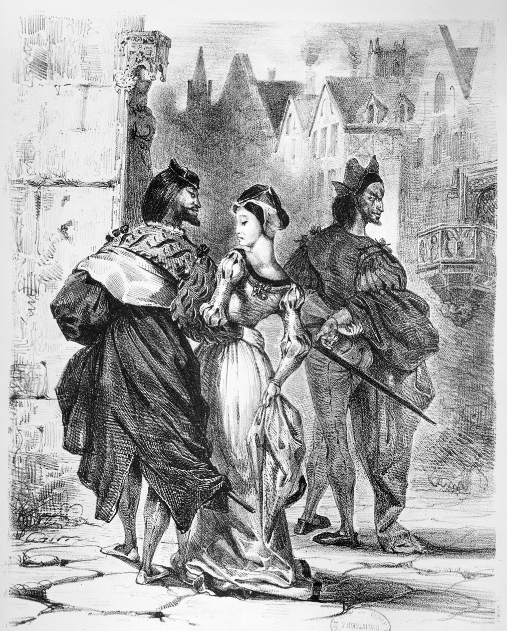 Faust che incontra Margherita, da Faust di Goethe, dopo il 1828, (illustrazione) da Ferdinand Victor Eugene Delacroix