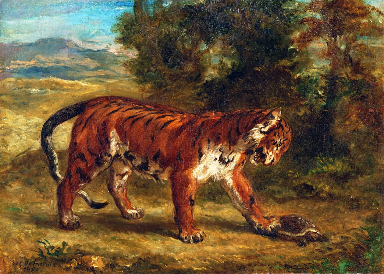 Tigre con tartaruga da Ferdinand Victor Eugene Delacroix