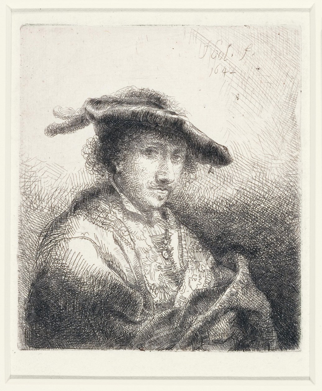Giovane uomo con cappello piumato, 1642 da Ferdinand Bol