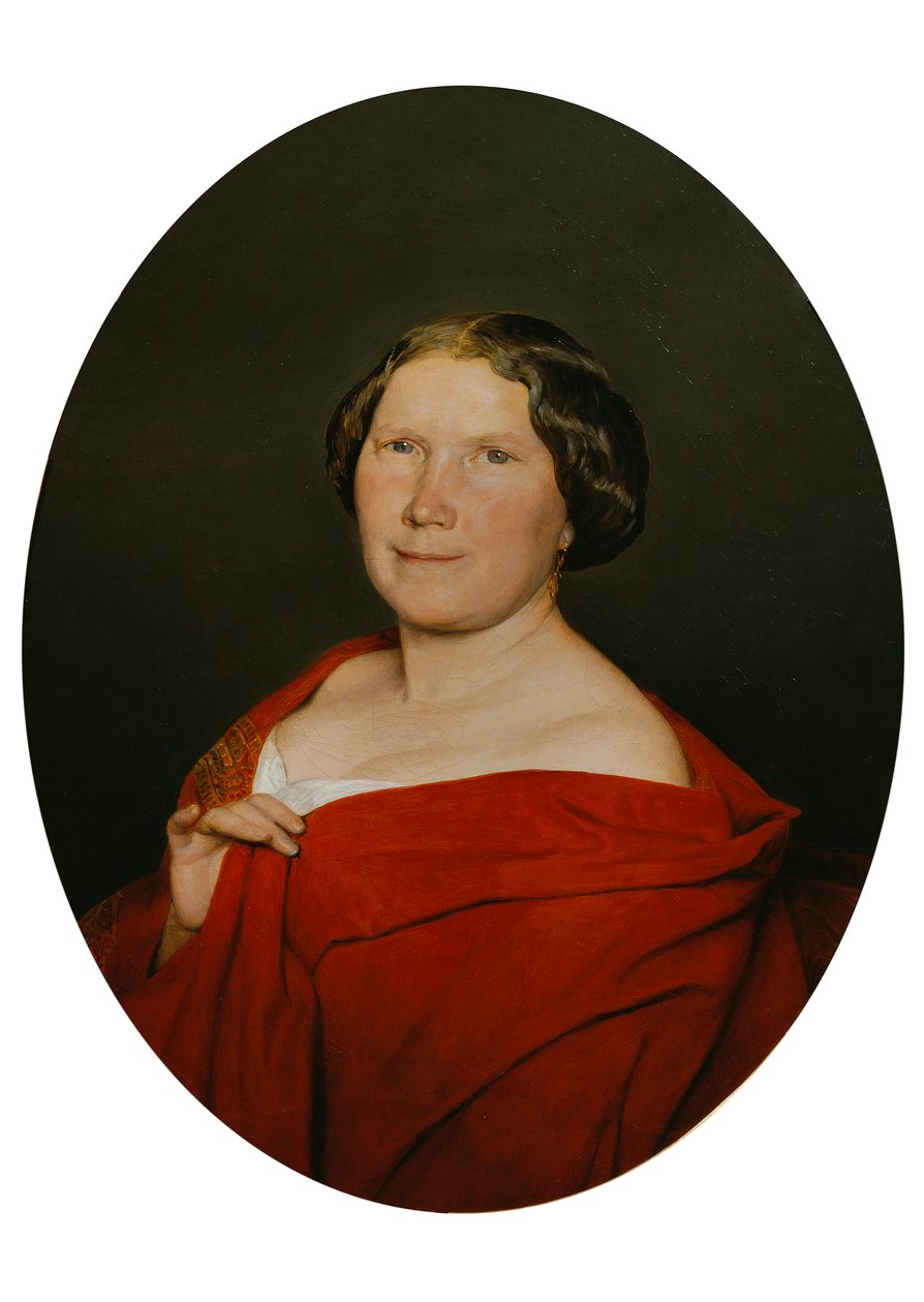 Donna con mantello color salmone da Ferdinand Georg Waldmuller