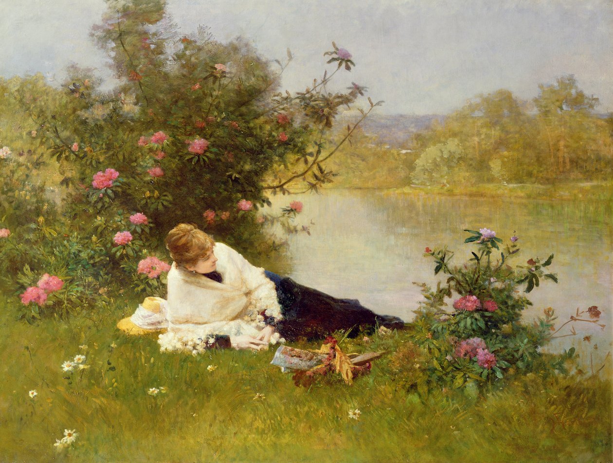 Donna su una riva del fiume da Ferdinand Heilbuth
