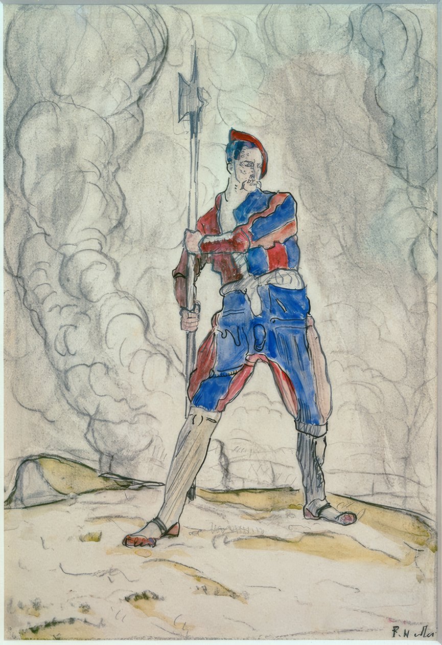 Landsknecht in piedi, studio per la battaglia di Marignano da Ferdinand Hodler