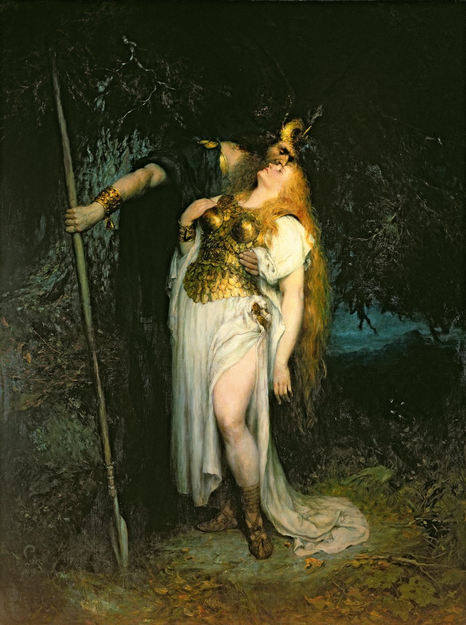 Wotan che saluta Brunilde, 1908 da Ferdinand Leeke
