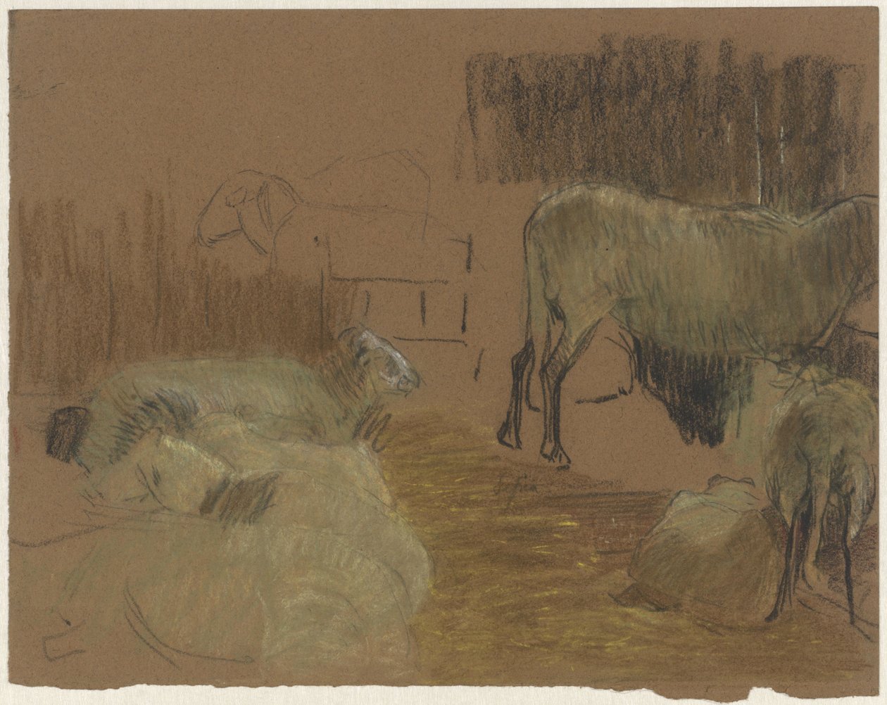 Pecore in una stalla da Ferdinand Oldewelt