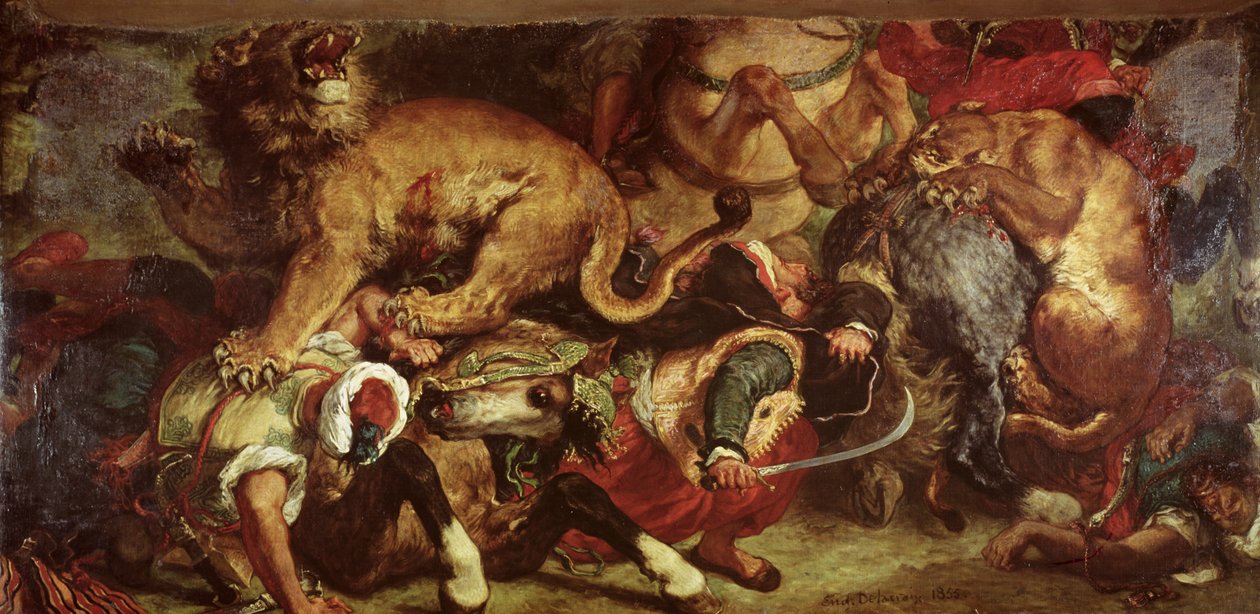 La caccia al leone, 1855 da Ferdinand Victor Eugene Delacroix