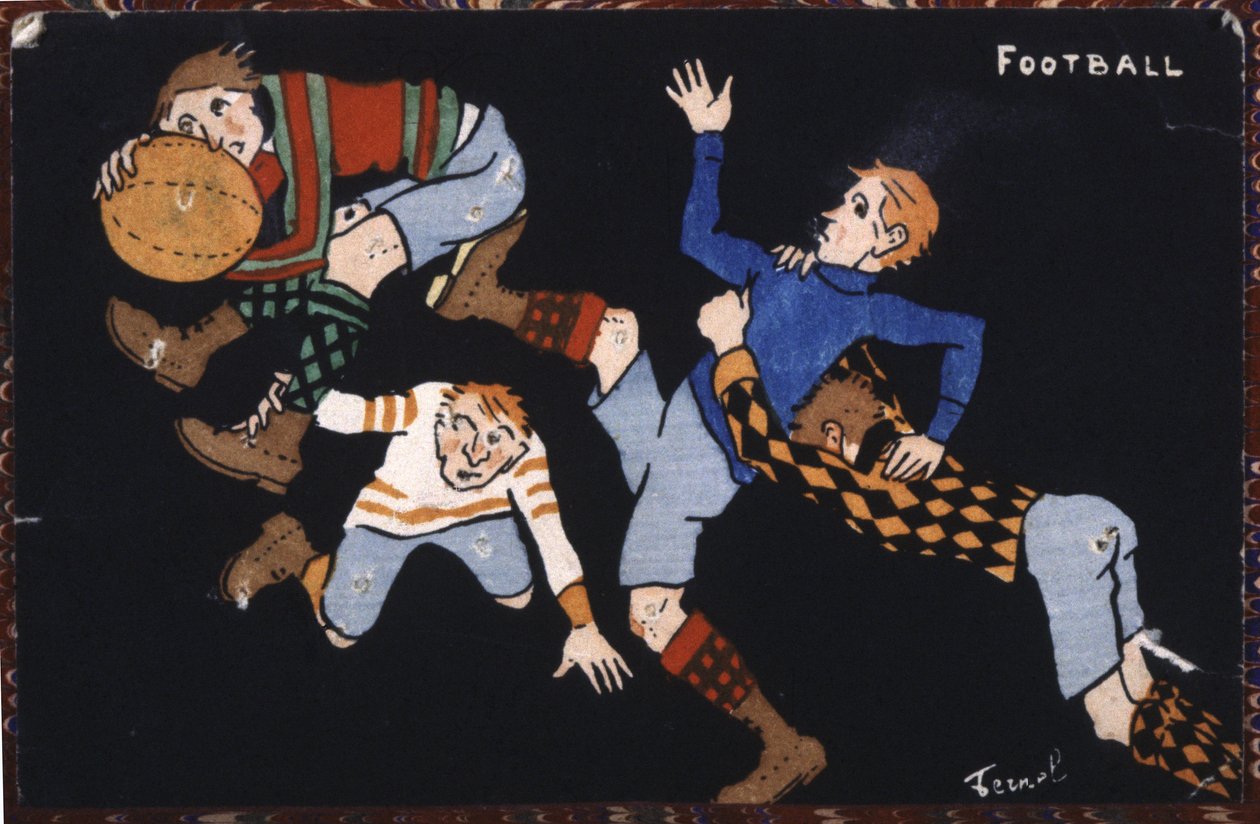 Calcio, inizio XX secolo (illustrazione) da Fernand Fernel