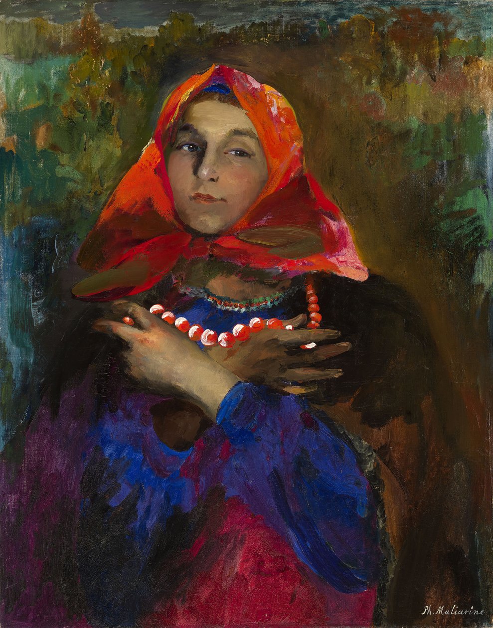 Fanciulla russa con fazzoletto rosso da Filipp Andreevic Maljavin