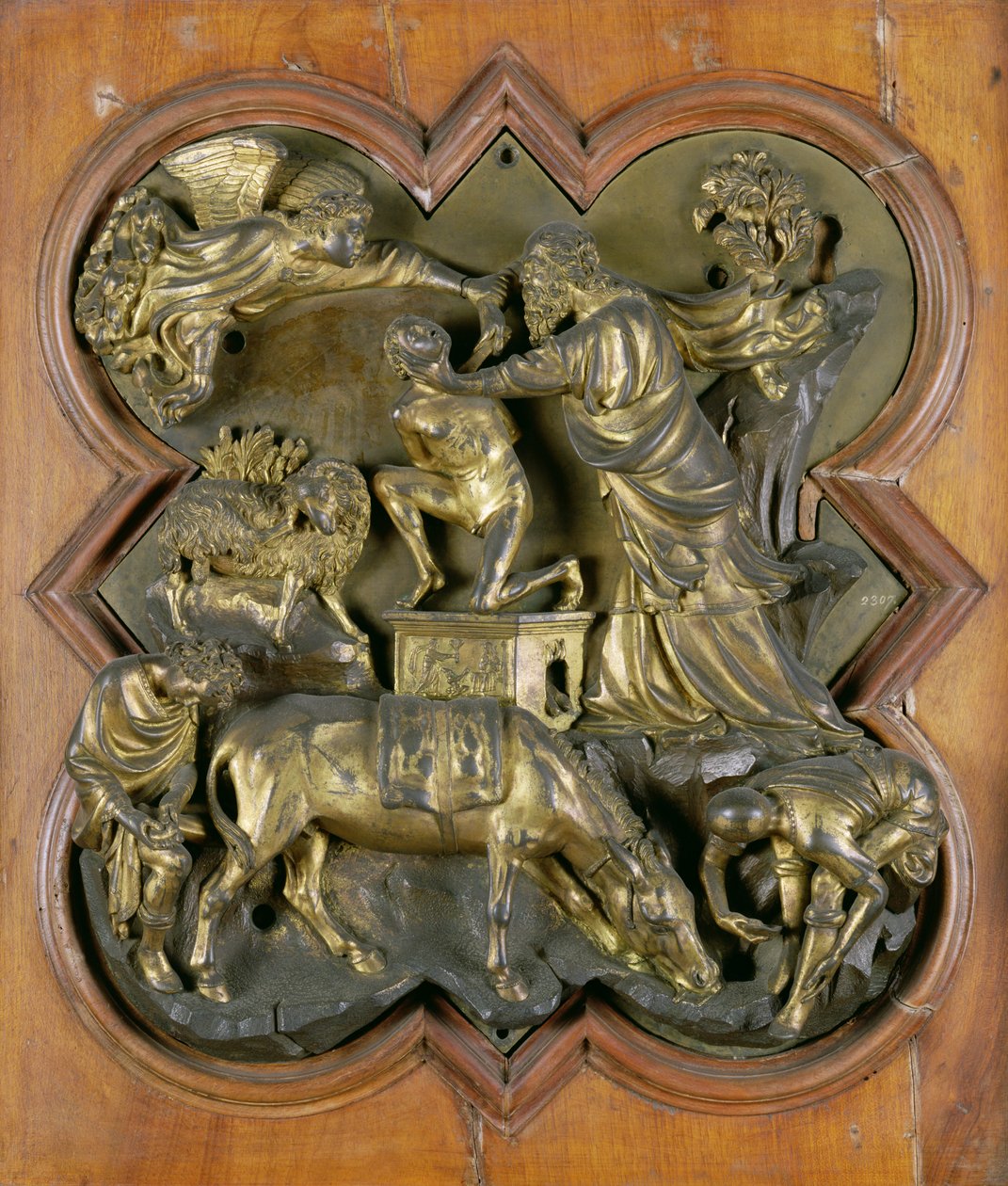 Il Sacrificio di Isacco, rilievo in bronzo per la Competizione delle Porte del Battistero, Firenze, 1401 da Filippo Brunelleschi