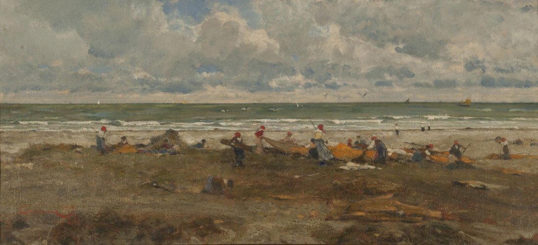 Pescatori sulla spiaggia da Filippo Carcano