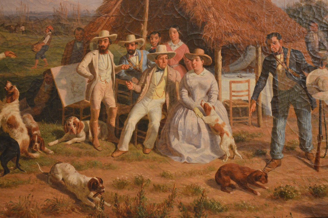 (dettaglio) del dipinto di Filippo Palizzi, La famiglia reale di Napoli a caccia alla Galleria d